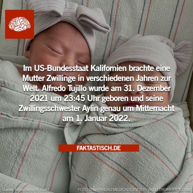 Das Natividad Medical Center, das Krankenhaus in Salinas, in dem die Babys entbunden wurden, schätzt die Wahrscheinlichkeit, dass Zwillinge in verschiedenen Jahren geboren werden, auf etwa eins zu zwei Millionen 😊 - Inspiration, Zitate & Sprüche | MadeMyDay | Jetzt entdecken & teilen Das Natividad Medical Center, das Krankenhaus in Salinas, in dem die Babys entbunden wurden, schätzt die Wahrscheinlichkeit, dass Zwillinge in verschiedenen Jahren geboren werden, auf etwa eins zu zwei Millionen 😊 - Inspirierendes Zitat mit Bild