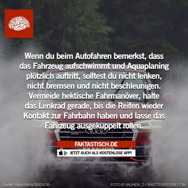 Wenn du ein Automatikauto fährst, wechsle auf keinen Fall die Fahrstufe, gehe behutsam vom Gas und sorge dafür, dass keine Motorbremse erfolgt 🌧 📲 Mehr Fakten gibt es in unserer kostenlosen App (Download im App Store oder Play Store) - Inspiration, Zitate & Sprüche | MadeMyDay | Jetzt entdecken & teilen Wenn du ein Automatikauto fährst, wechsle auf keinen Fall die Fahrstufe, gehe behutsam vom Gas und sorge dafür, dass keine Motorbremse erfolgt 🌧 📲 Mehr Fakten gibt es in unserer kostenlosen App (Download im App Store oder Play Store) - Inspirierendes Zitat mit Bild