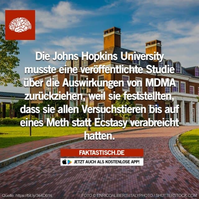 Neun von 10 Tieren in der Studie hatten die falsche Droge erhalten - Methamphetamin anstelle von MDMA - weil eine Flasche falsch beschriftet war, wie Dr. George Ricaurte und Kollegen schrieben 🤔 📲 Mehr Fakten gibt es in unserer kostenlosen App (Download im App Store oder Play Store) - Inspiration, Zitate & Sprüche | MadeMyDay | Jetzt entdecken & teilen Neun von 10 Tieren in der Studie hatten die falsche Droge erhalten - Methamphetamin anstelle von MDMA - weil eine Flasche falsch beschriftet war, wie Dr. George Ricaurte und Kollegen schrieben 🤔 📲 Mehr Fakten gibt es in unserer kostenlosen App (Download im App Store oder Play Store) - Inspirierendes Zitat mit Bild