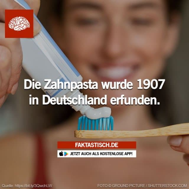 Die Zahnpasta wurde vom ehemaligen Leipziger Studenten Ottomar Heinsius von Mayenburg im Jahr 1907 auf dem Dachboden der Löwenapotheke Dresden erfunden 🦷 📲 Mehr Fakten gibt es in unserer kostenlosen App (Download im App Store oder Play Store) - Inspiration, Zitate & Sprüche | MadeMyDay | Jetzt entdecken & teilen Die Zahnpasta wurde vom ehemaligen Leipziger Studenten Ottomar Heinsius von Mayenburg im Jahr 1907 auf dem Dachboden der Löwenapotheke Dresden erfunden 🦷 📲 Mehr Fakten gibt es in unserer kostenlosen App (Download im App Store oder Play Store) - Inspirierendes Zitat mit Bild