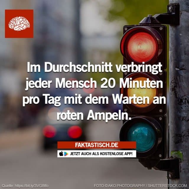 Im Laufe eines Lebens summiert sich dies auf insgesamt 180 Tage oder sechs Monate, die man damit verbringt, auf eine Ampelschaltung zu warten 🚦 📲 Mehr Fakten gibt es in unserer kostenlosen App (Download im App Store oder Play Store) - Inspiration, Zitate & Sprüche | MadeMyDay | Jetzt entdecken & teilen Im Laufe eines Lebens summiert sich dies auf insgesamt 180 Tage oder sechs Monate, die man damit verbringt, auf eine Ampelschaltung zu warten 🚦 📲 Mehr Fakten gibt es in unserer kostenlosen App (Download im App Store oder Play Store) - Inspirierendes Zitat mit Bild