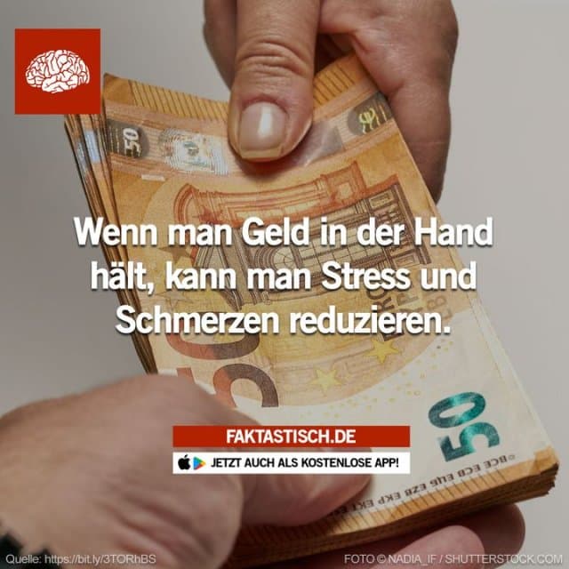 Die Forschung legt nahe, dass der Umgang mit Geld ein wirksames Mittel sein kann, um Schmerzen zu lindern oder sie sogar von vornherein zu vermeiden 🙃 📲 Mehr Fakten gibt es in unserer kostenlosen App (Download im App Store oder Play Store) - Inspiration, Zitate & Sprüche | MadeMyDay | Jetzt entdecken & teilen Die Forschung legt nahe, dass der Umgang mit Geld ein wirksames Mittel sein kann, um Schmerzen zu lindern oder sie sogar von vornherein zu vermeiden 🙃 📲 Mehr Fakten gibt es in unserer kostenlosen App (Download im App Store oder Play Store) - Inspirierendes Zitat mit Bild