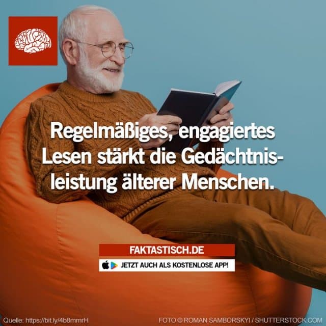 Forscher des Beckman-Instituts untersuchten mit Unterstützung der öffentlichen Bibliothek von Champaign den möglichen Nutzen des Lesens zur Verbesserung des Gedächtnisses 😊 📲 Mehr Fakten gibt es in unserer kostenlosen App (Download im App Store oder Play Store) - Inspiration, Zitate & Sprüche | MadeMyDay | Jetzt entdecken & teilen Forscher des Beckman-Instituts untersuchten mit Unterstützung der öffentlichen Bibliothek von Champaign den möglichen Nutzen des Lesens zur Verbesserung des Gedächtnisses 😊 📲 Mehr Fakten gibt es in unserer kostenlosen App (Download im App Store oder Play Store) - Inspirierendes Zitat mit Bild