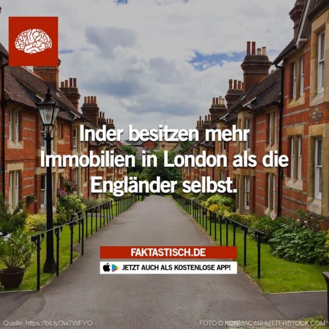 Inder gehören zu den meisten Immobilienbesitzern in London, dem Herzen des Vereinigten Königreichs, noch vor den Engländern selbst 😊 📲 Mehr Fakten gibt es in unserer kostenlosen App (Download im App Store oder Play Store) - Inspiration, Zitate & Sprüche | MadeMyDay | Jetzt entdecken & teilen Inder gehören zu den meisten Immobilienbesitzern in London, dem Herzen des Vereinigten Königreichs, noch vor den Engländern selbst 😊 📲 Mehr Fakten gibt es in unserer kostenlosen App (Download im App Store oder Play Store) - Inspirierendes Zitat mit Bild