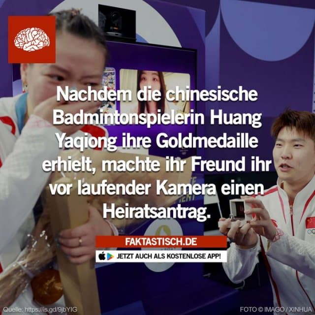 Die chinesische Badmintonspielerin Huang Yaqiong verlässt Paris nicht nur mit einer Goldmedaille, sondern auch mit einem schönen Hochzeitsring 😍 📲 Mehr Fakten gibt es in unserer kostenlosen App (Download im App Store oder Play Store) - Inspiration, Zitate & Sprüche | MadeMyDay | Jetzt entdecken & teilen Die chinesische Badmintonspielerin Huang Yaqiong verlässt Paris nicht nur mit einer Goldmedaille, sondern auch mit einem schönen Hochzeitsring 😍 📲 Mehr Fakten gibt es in unserer kostenlosen App (Download im App Store oder Play Store) - Inspirierendes Zitat mit Bild