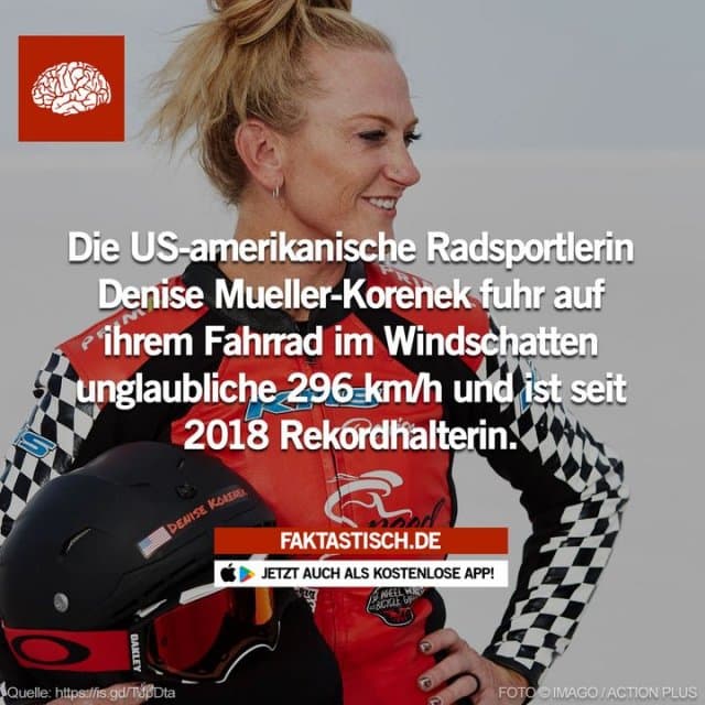 Bei diesem Rekordversuch fährt man als Radfahrer unmittelbar hinter einem Pacecar, das mit einem Windschutz ausgestattet ist, so dass man im Windschatten des Fahrzeugs fahren kann – allerdings ist es bei so einer Geschwindigkeit extrem gefährlich nur Zentimeter hinter einem Auto zu fahren und das ist der Grund, warum die meisten Radfahrer es nicht einmal versuchen 😳 📲 Mehr Fakten gibt es in unserer kostenlosen App (Download im App Store oder Play Store) - Inspiration, Zitate & Sprüche | MadeMyDay | Jetzt entdecken & teilen Bei diesem Rekordversuch fährt man als Radfahrer unmittelbar hinter einem Pacecar, das mit einem Windschutz ausgestattet ist, so dass man im Windschatten des Fahrzeugs fahren kann – allerdings ist es bei so einer Geschwindigkeit extrem gefährlich nur Zentimeter hinter einem Auto zu fahren und das ist der Grund, warum die meisten Radfahrer es nicht einmal versuchen 😳 📲 Mehr Fakten gibt es in unserer kostenlosen App (Download im App Store oder Play Store) - Inspirierendes Zitat mit Bild
