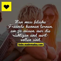 Man muss falsche Freunde kennen lernen, um zu wissen, wer die richtigen und wertvollen sind.