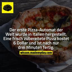 Der erste Pizza-Automat der Welt wurde in Italien hergestellt. Eine frisch zubereitete Pizza kostet 6 Dollar und ist nac