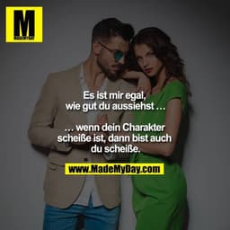 Es ist mir egal, wie gut du aussiehst …
… wenn dein Charakter scheiße ist, dann bist auch du scheiße.