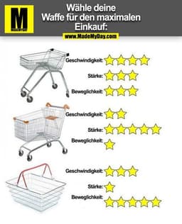 Wähle deine
Waffe für den maximalen
Einkauf: