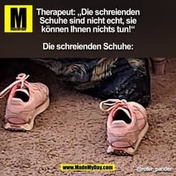Therapeut: „Die schreienden
Schuhe sind nicht echt, sie
können Ihnen nichts tun!“
Die schreienden Schuhe: @roter_pander