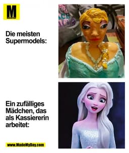 Die meisten
Supermodels:
Ein zufälliges
Mädchen, das
als Kassiererin
arbeitet: