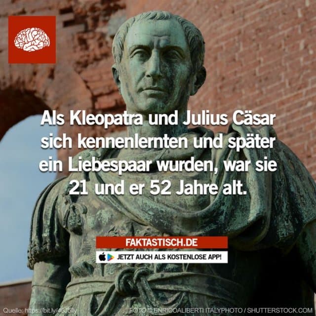 Kleopatra arrangierte ein intimes Treffen mit Caesar, indem sie sich in einen Teppich einrollen lässt, der in Caesars Unterkunft geliefert wurde 😅 📲 Mehr Fakten gibt es in unserer kostenlosen App (Download im App Store oder Play Store) - Inspiration, Zitate & Sprüche | MadeMyDay | Jetzt entdecken & teilen Kleopatra arrangierte ein intimes Treffen mit Caesar, indem sie sich in einen Teppich einrollen lässt, der in Caesars Unterkunft geliefert wurde 😅 📲 Mehr Fakten gibt es in unserer kostenlosen App (Download im App Store oder Play Store) - Inspirierendes Zitat mit Bild