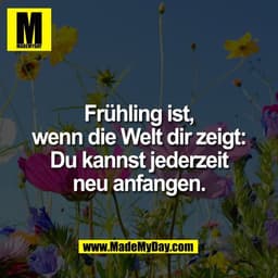 Frühling ist,
wenn die Welt dir zeigt:
Du kannst jederzeit
neu anfangen.